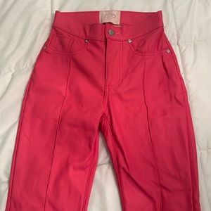 Revice pink faux leather star butt flare pants